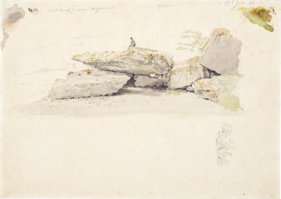 Caspar David Friedrich, Felsblöcke im Riesengebirge 17. Juli 1810, Bleistift, Aquarell, 25,1 × 35 cm Staatliche Kunstsammlungen  Dresden, Kupferstich-Kabinett