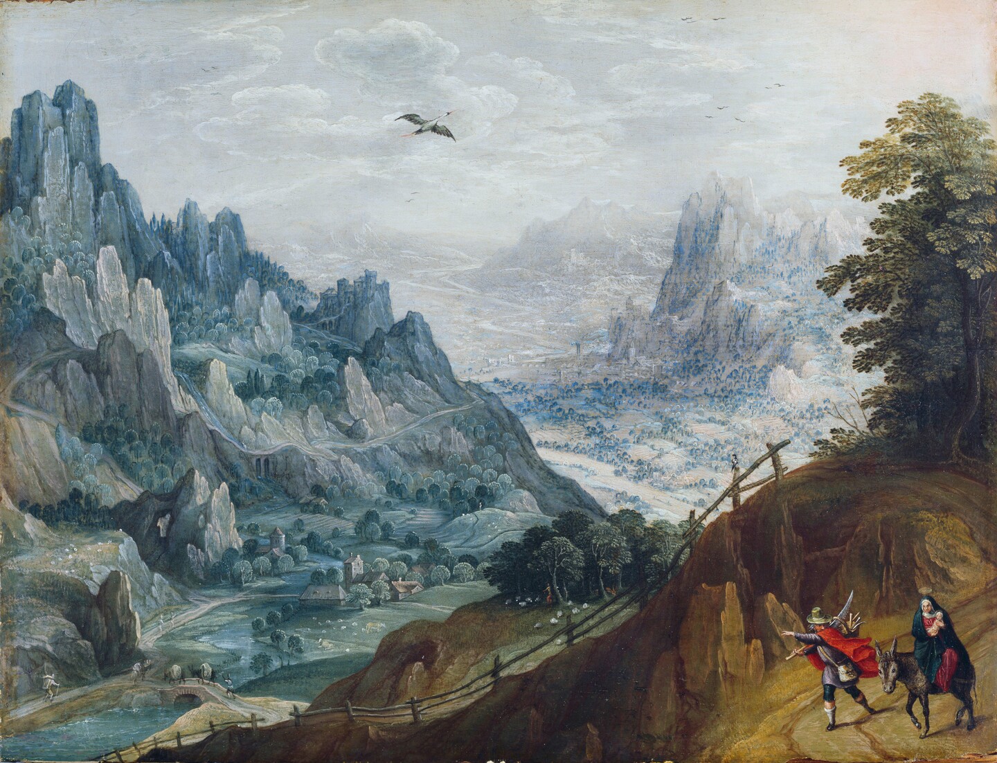 obias Verhaecht, Nachfolger (1561 – 1630) Landschaft mit der Flucht nach Ägypten (ohne Datum) Öl auf Eichenholz, 37 x 48 cm © Hamburger Kunsthalle / bpk Photo: Christoph Irrgang