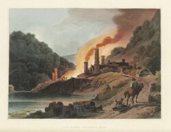 William Pickett (ca. 1792-1820?), John Heaviside Clark, Ironworks of Coalbrookdale, 1805 23 x 32,4 cm, Kolorierte Radierung und Aquatinta, Monika Wagner, Hamburg