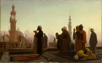 Jean-Léon Gérôme (1824–1904), Das Gebet, 1865, Öl auf Mahagoniholz, 49,9 x 81,2 cm © Hamburger Kunsthalle / bpk Foto: Elke Walford Jean-Léon Gérôme (1824–1904), Das Gebet, 1865, Öl auf Mahagoniholz, 49,9 x 81,2 cm © Hamburger Kunsthalle / bpk Foto: Elke Walford