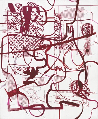 Albert Oehlen (*1954) Blind in Texas, 1994 Siebdruck und Öl auf Leinwand, 240 x 200 cm Privatsammlung © Albert Oehlen / VG Bild-Kunst, Bonn 2024 Foto: Stefan Rohner Albert Oehlen (*1954) Blind in Texas, 1994 Siebdruck und Öl auf Leinwand, 240 x 200 cm Privatsammlung © Albert Oehlen / VG Bild-Kunst, Bonn 2024 Foto: Stefan Rohner