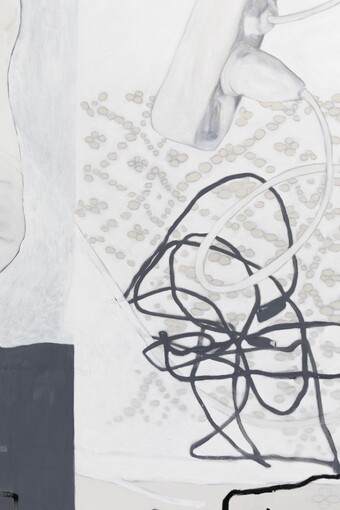 Fedele Maura Friede (*1997) eigentlich räumt niemand gerne auf (4) (Detail), 2024 Öl, Gesso auf Leinwand, 210 x 240 cm © Fedele Maura Friede Foto: Viktoria Conzelmann Fedele Maura Friede (*1997) eigentlich räumt niemand gerne auf (4) (Detail), 2024 Öl, Gesso auf Leinwand, 210 x 240 cm © Fedele Maura Friede Foto: Viktoria Conzelmann