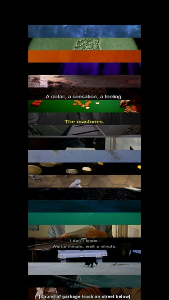 Christian Marclay (*1955) Subtitled, 2019  Installation vidéo Collection Centre Pompidou, Paris Musée national d’art moderne - Centre de création industrielle Collection Centre Pompidou, Paris Musée national d’art moderne - Centre de création industrielle  numéro d’inventaire : AM 2024-272  Copyright de l’oeuvre : ©  Christian Marclay Christian Marclay (*1955) Subtitled, 2019  Installation vidéo Collection Centre Pompidou, Paris Musée national d’art moderne - Centre de création industrielle Collection Centre Pompidou, Paris Musée national d’art moderne - Centre de création industrielle  numéro d’inventaire : AM 2024-272  Copyright de l’oeuvre : ©  Christian Marclay