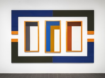David Novros (*1941) Boathouse, 2016, Öl und Glimmerpartikel auf Leinwand, insg. ca. 335,28 x 609,6 cm  Hamburger Kunsthalle, erworben von der Dr. Heinz H.O. Schröder Stiftung, 2023 © David Novros / Hamburger Kunsthalle / VG Bild-Kunst, Bonn 2025 Foto: Christoph Irrgang David Novros (*1941) Boathouse, 2016 Öl und Glimmerpartikel auf Leinwand, insg. ca. 335,28 x 609,6 cm  Hamburger Kunsthalle, erworben von der Dr. Heinz H.O. Schröder Stiftung, 2023 © David Novros / Hamburger Kunsthalle / VG Bild-Kunst, Bonn 2025 Foto: Christoph Irrgang