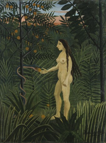 Henri Rousseau (1844–1910), Eva im irdischen Paradies, um 1906/07, Öl auf Leinwand, 62 x 46 cm, Dauerleihgabe der Stiftung Hamburger Kunstsammlungen © SHK / Hamburger Kunsthalle / bpk Foto: Elke Walford Henri Rousseau (1844–1910), Eva im irdischen Paradies, um 1906/07, Öl auf Leinwand, 62 x 46 cm, Dauerleihgabe der Stiftung Hamburger Kunstsammlungen © SHK / Hamburger Kunsthalle / bpk Foto: Elke Walford