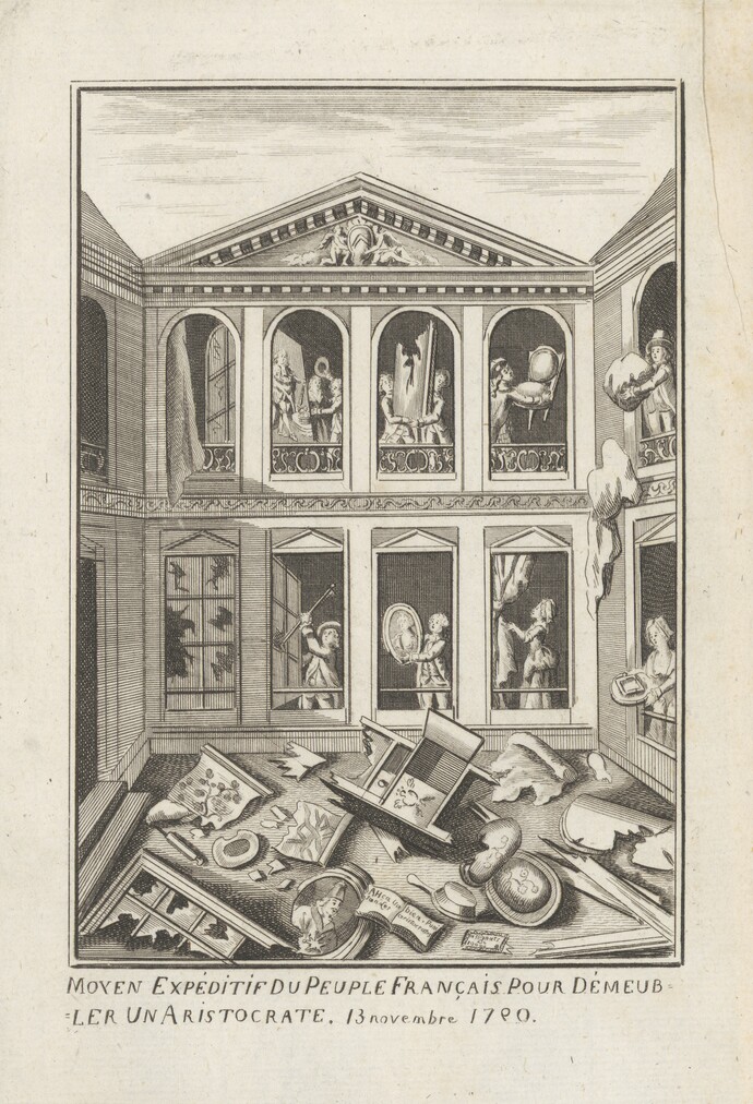 Anonym Ein Schnellverfahren des französischen Volkes, um einen Aristokraten von seinem Hab und Gut zu befreien, um 1790, Hamburger Kunsthalle, Kupferstichkabinett © Hamburger Kunsthalle / bpk Foto: Christoph Irrgang