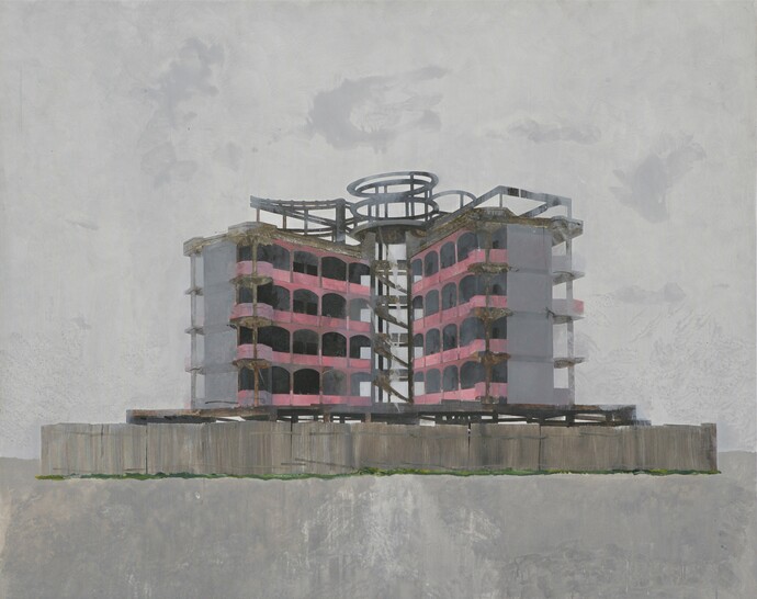 Edi Hila (*1944), House Surrounded by Wall (aus der Serie Transitional Landscapes), 2000 © Courtesy of the artist and Gallery Mitterrand