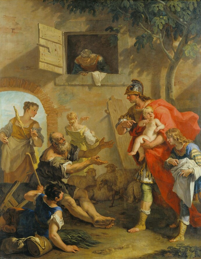 Sebastiano Ricci, Harpagus übergibt Cyrus den Hirten, 1705-10