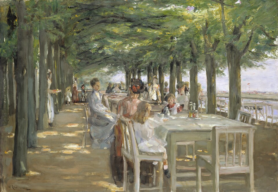 Max Liebermann, Die Terrasse des Hotel Louis C. Jacob in Nienstedten an der Elbe, 1902, Öl auf Leinwand,70 x 100 cm © Hamburger Kunsthalle / bpk Foto: Elke Walford Max Liebermann, Die Terrasse des Hotel Louis C. Jacob in Nienstedten an der Elbe, 1902, Öl auf Leinwand,70 x 100 cm © Hamburger Kunsthalle / bpk Foto: Elke Walford