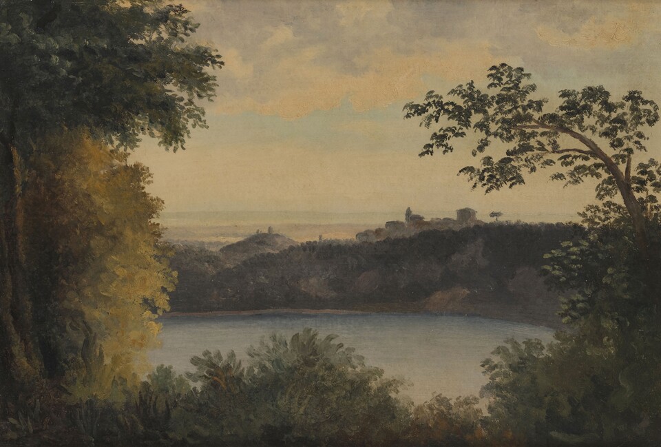 Franz Ludwig Catel (1778-1856), Sinnender Mönch in den Ruinen der Kaiserpalsäte auf dem Palatin in Rom, Öl auf Leinwand, 51 x 63 cm, Privatbesitz, Hamburg