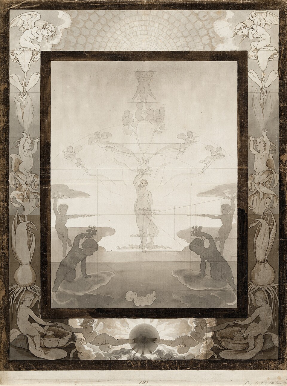 Philipp Otto Runge (1777 - 1810), Der Morgen (Konstruktionszeichnung zum Gemälde "Der kleine Morgen", erste Fassung), 1808, © Hamburger Kunsthalle / bpk Foto: Christoph Irrgang Philipp Otto Runge (1777 - 1810), Der Morgen (Konstruktionszeichnung zum Gemälde "Der kleine Morgen", erste Fassung), 1808, © Hamburger Kunsthalle / bpk Foto: Christoph Irrgang