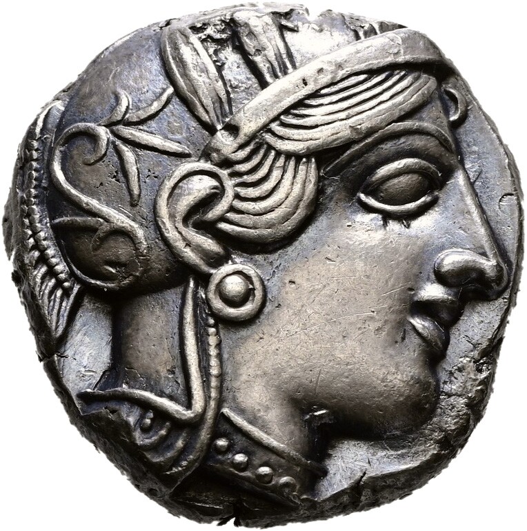 Athen (430 v. Chr.), Vorderseite Münze: Silber, Ø 24 mm, 17,09 g © Hamburger Kunsthalle Athen (430 v. Chr.), Vorderseite Münze: Silber, Ø 24 mm, 17,09 g © Hamburger Kunsthalle