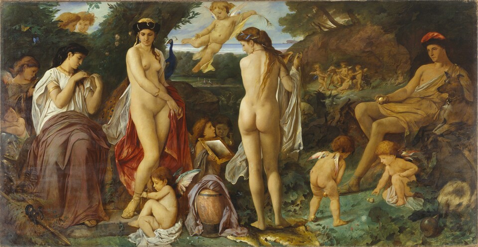 Anselm Feuerbach (1829–1880), Das Urteil des Paris, 1870, Öl auf Leinwand, 228 x 443 cm © Hamburger Kunsthalle / bpk Foto: Elke Walford Anselm Feuerbach (1829–1880), Das Urteil des Paris, 1870, Öl auf Leinwand, 228 x 443 cm © Hamburger Kunsthalle / bpk Foto: Elke Walford