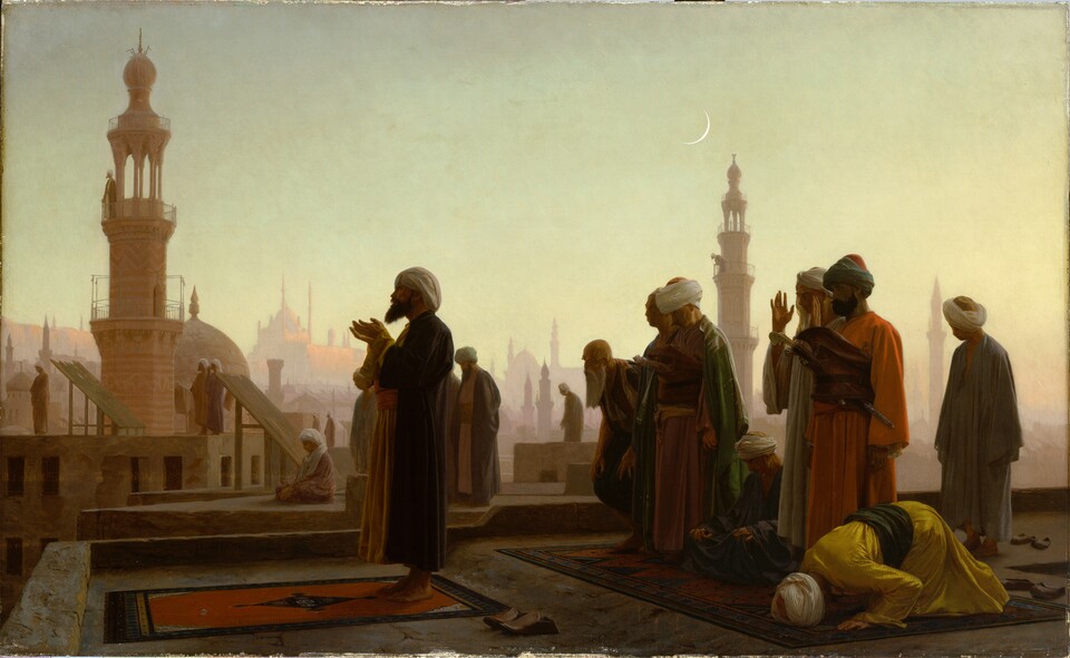 Jean-Léon Gérôme (1824–1904), Das Gebet, 1865, Öl auf Mahagoniholz, 49,9 x 81,2 cm © Hamburger Kunsthalle / bpk Foto: Elke Walford Jean-Léon Gérôme (1824–1904), Das Gebet, 1865, Öl auf Mahagoniholz, 49,9 x 81,2 cm © Hamburger Kunsthalle / bpk Foto: Elke Walford