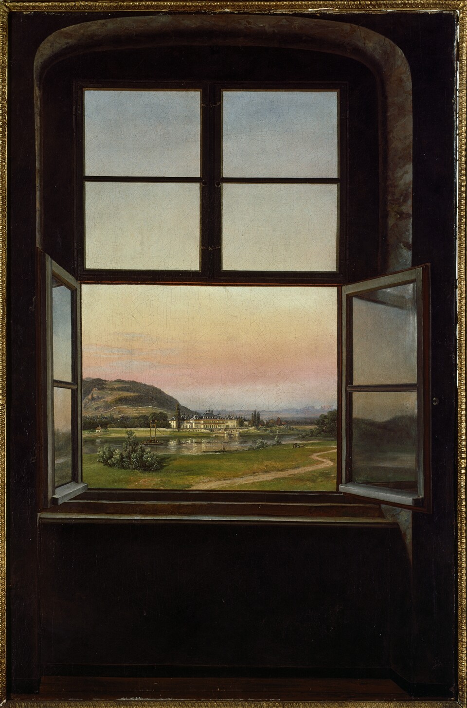 Johann Christian Clausen Dahl, Ansicht von Pillnitz durch ein Fenster, 1823, Museum Folkwang, Essen © akg-images