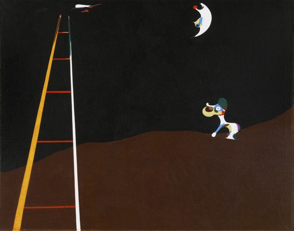 Joan Miró (1893–1983), Hund den Mond anbellend (Chien aboyant à la lune), 1926, Philadelphia Museum of Art: A.E.Gallatin Collection, 1952, Courtesy of the Philadelphia Museum of Art © Successió Miró / VG Bild-Kunst, Bonn 2024
