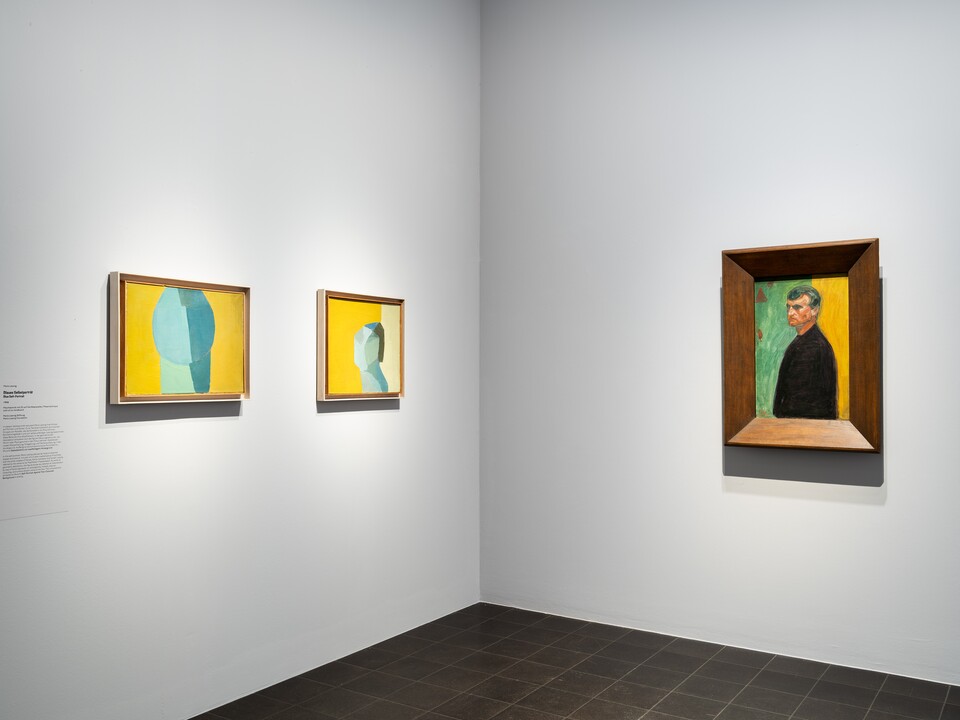 Ausstellungsansicht Maria Lassnig und Edvard Munch Malfluss = Lebensfluss Hamburger Kunsthalle 2026 Foto: Fred Dott, © Maria Lassnig Stiftung / VG Bild-Kunst, Bonn 2026