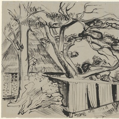 Karl Kluth (1898-1972), Bauerngehöft mit Eiche, 1931, Zeichnung, Hamburger Kunsthalle, © Vera Kluth