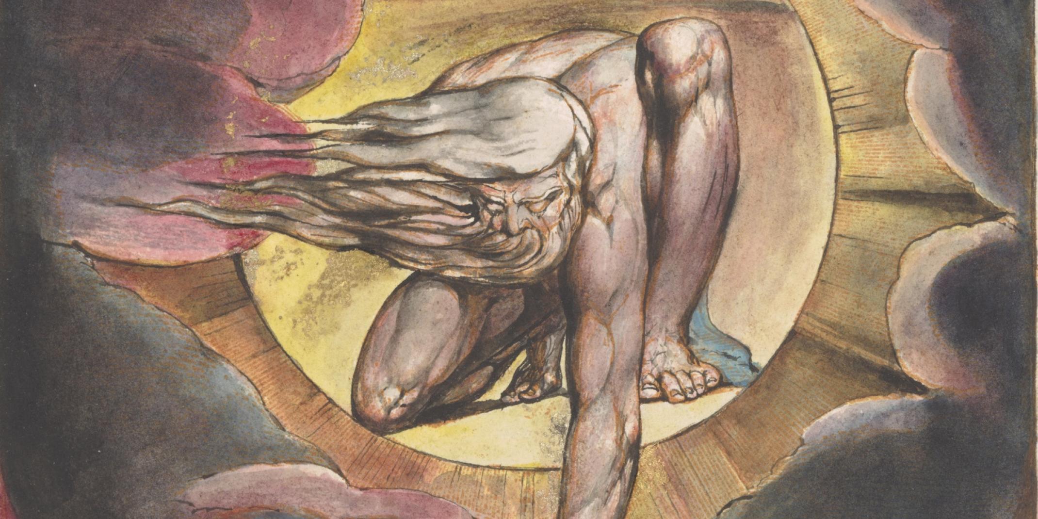William Blake (1757–1827) Europe a Prophecy, 1794 (Detail), Relief- und Weißlinienradierung, koloriert, 30,3 x 23,1 cm © The Fitzwilliam Museum, Cambridge