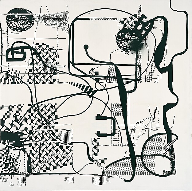 Albert Oehlen (*1954) Ohne Titel / Untitled, 1992 Siebdruck, Acryl und Öl auf Leinwand, 200 x 200 cm Privatsammlung © Albert Oehlen / VG Bild-Kunst, Bonn 2024 Foto: Lothar Schnepf Albert Oehlen (*1954) Ohne Titel / Untitled, 1992 Siebdruck, Acryl und Öl auf Leinwand, 200 x 200 cm Privatsammlung © Albert Oehlen / VG Bild-Kunst, Bonn 2024 Foto: Lothar Schnepf