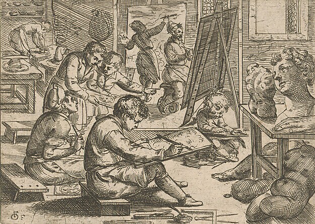 Odoardo Fialetti, Radierer (1573–1638) Schüler beim Zeichnen, 1608, Hamburger Kunsthalle, Kupferstichkabinett © Hamburger Kunsthalle / bpk Odoardo Fialetti, Radierer (1573–1638) Schüler beim Zeichnen, 1608, Hamburger Kunsthalle, Kupferstichkabinett © Hamburger Kunsthalle / bpk