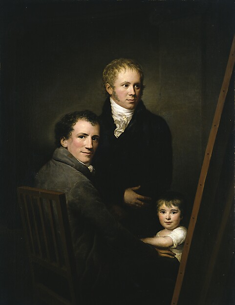 Friedrich Carl Gröger, Heinrich Jakob Aldenrath, 1775 - 1844, Selbstbildnis mit der Pflegetochter Lina Gröger und dem Maler Heinrich Jakob Aldenrath, um 1804, Hamburger Kunsthalle / bpk, Foto: Elke Walford